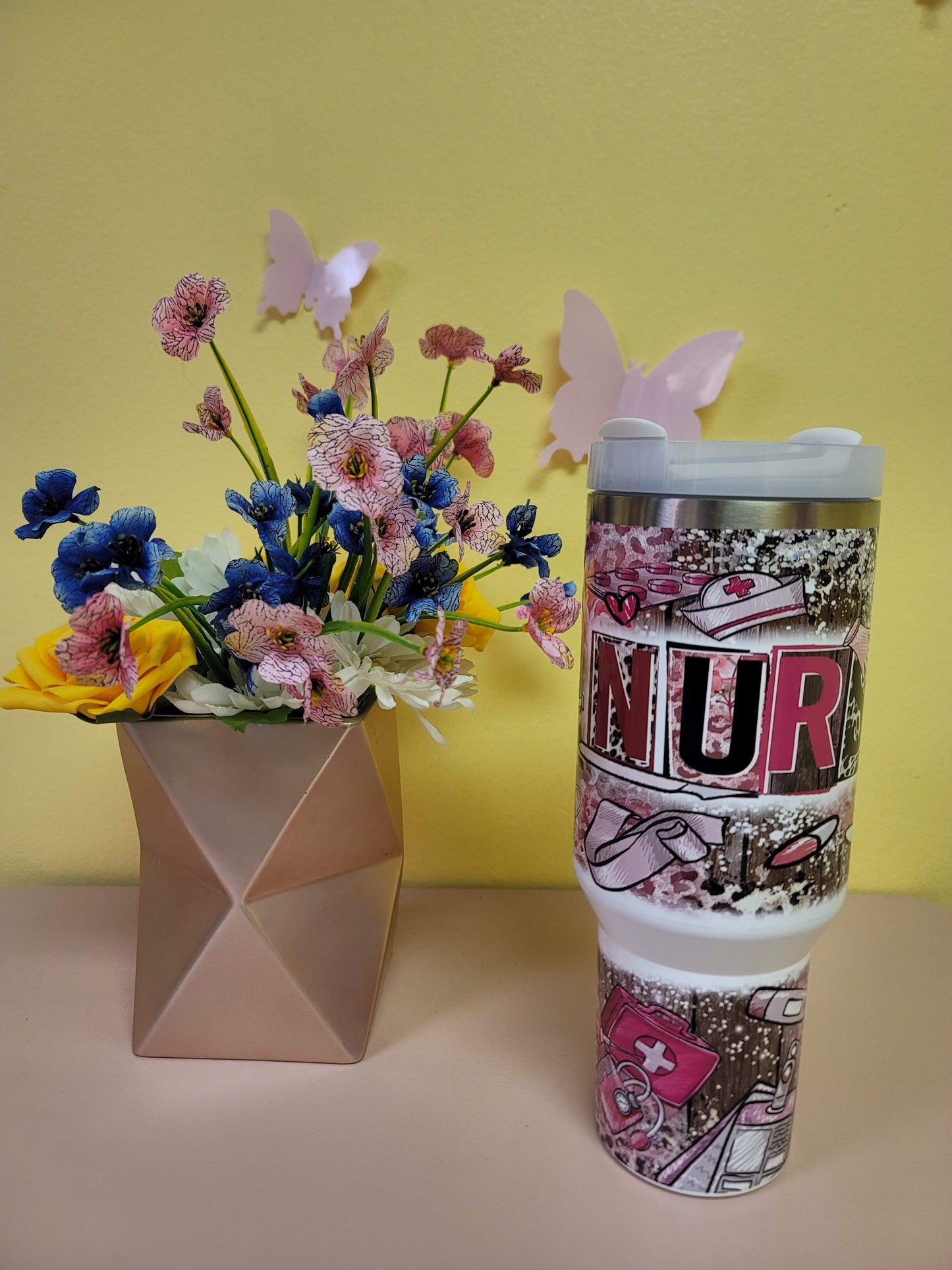 40 Ounce Tumbler - Stainless Steel Drinkware | Pink Nurse RN