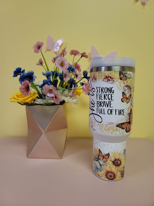 Positive Affirmation Tumbler Monarch Butterflies