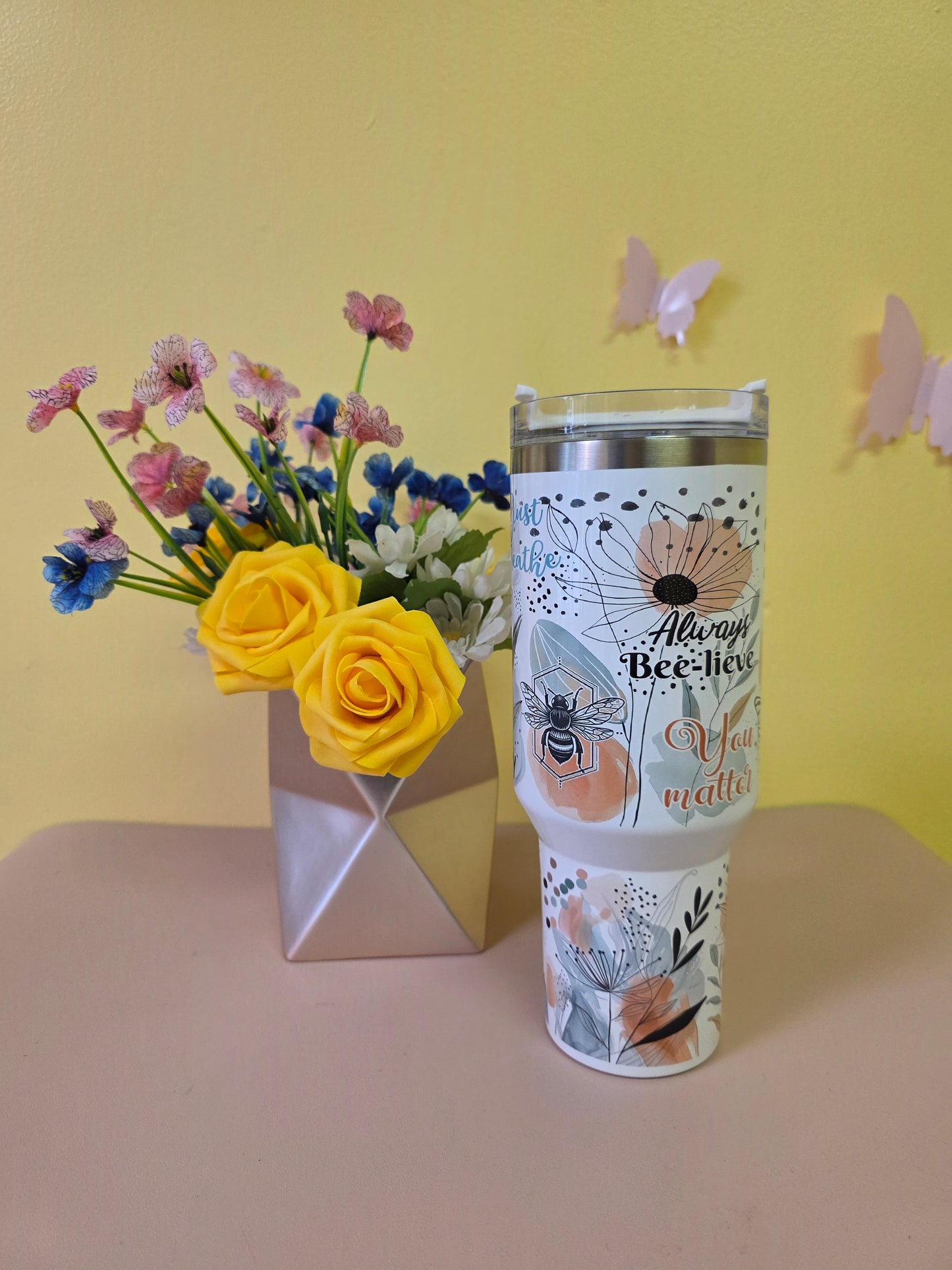40 Ounce Tumbler - Stainless Steel | Bee Positive Affirmations