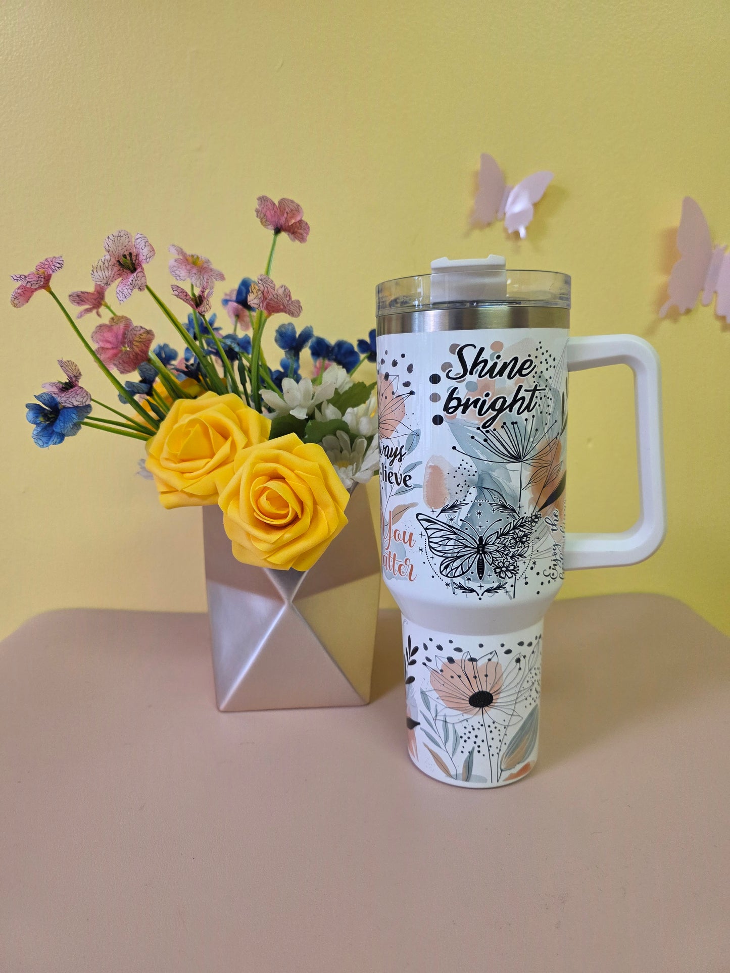 40 Ounce Tumbler - Stainless Steel | Bee Positive Affirmations