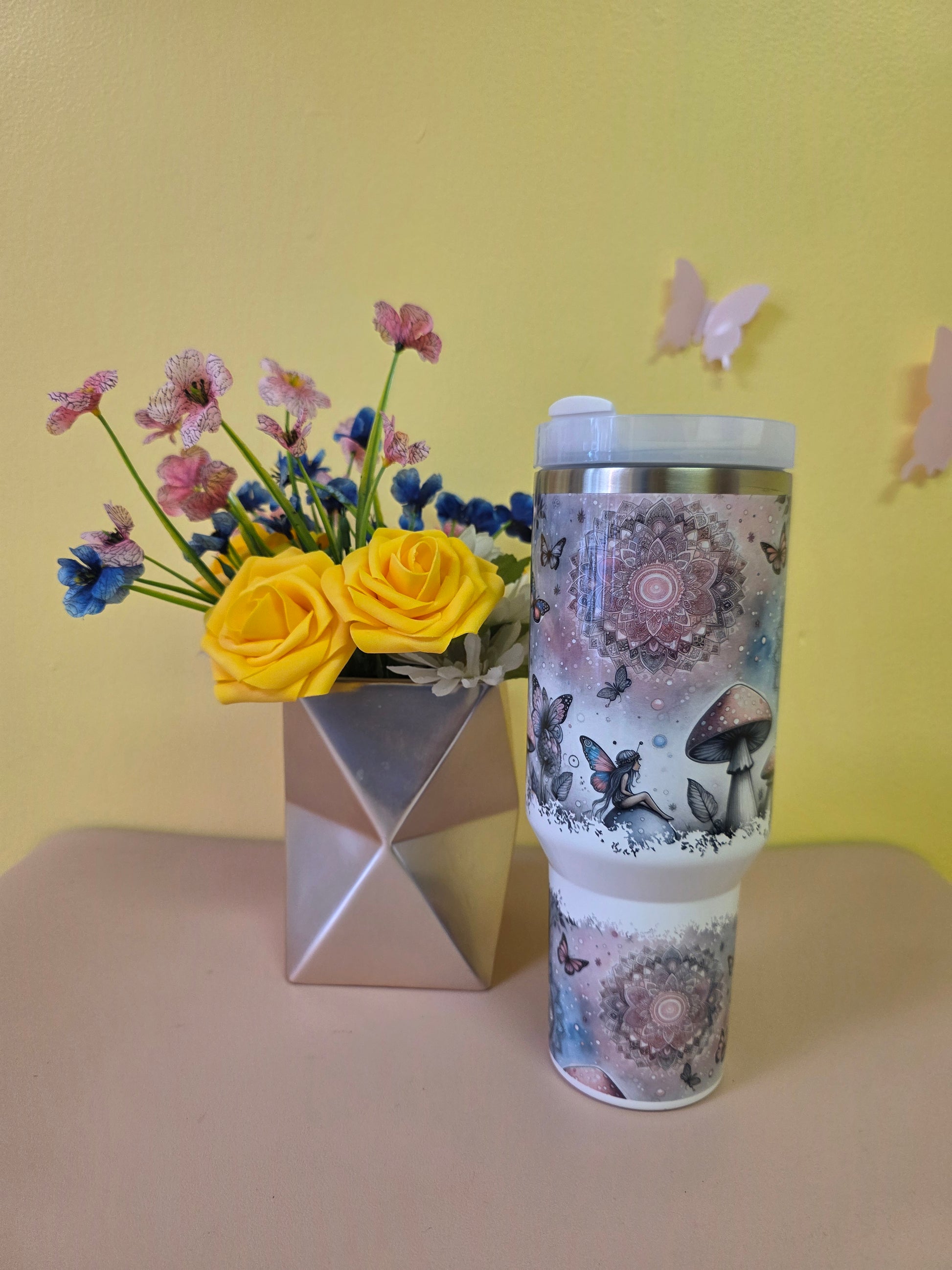 Enchanted Forest Fairy Mushroom Tumbler