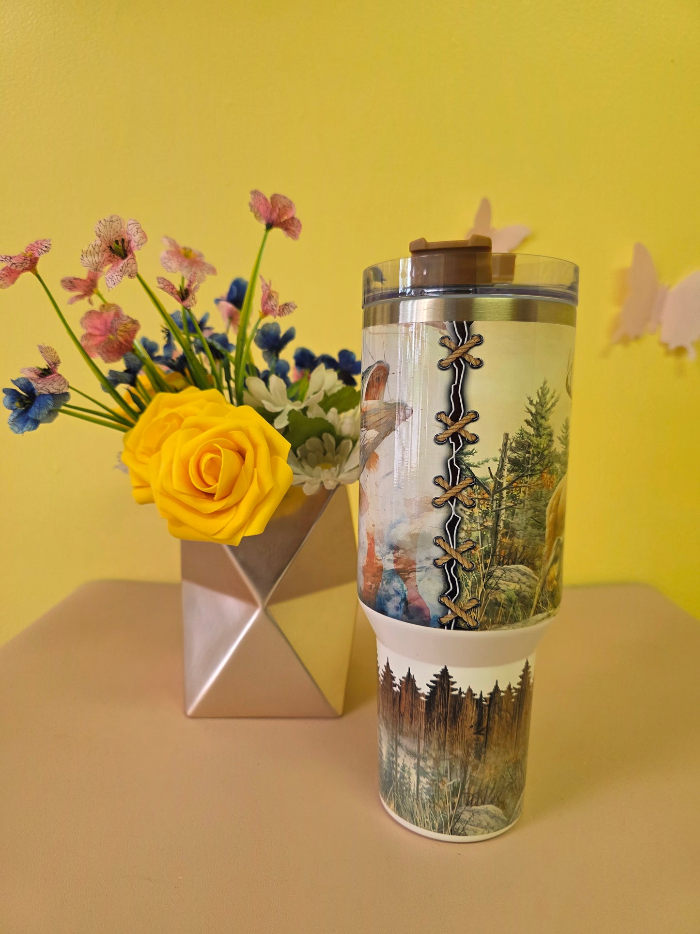 Deer Buck Bass Fishing Outdoor Tumbler Gift for Dad