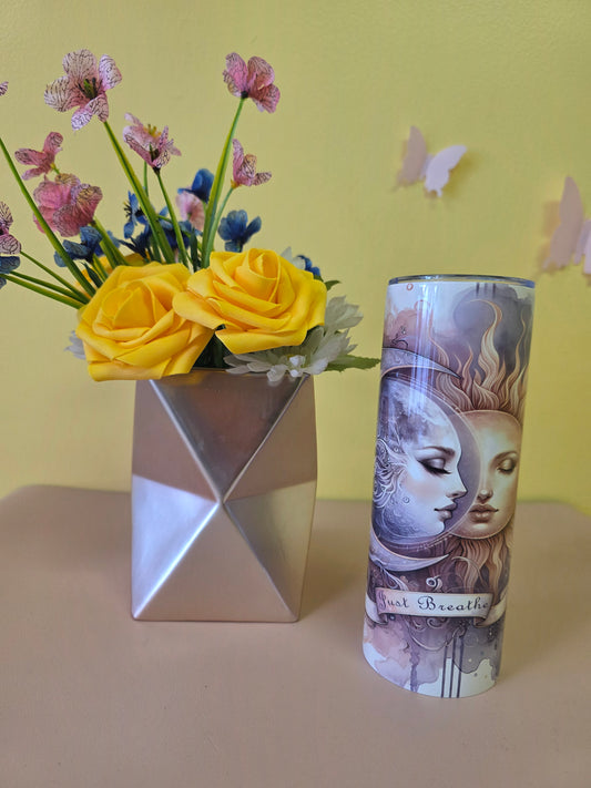 Gothic Mystic Metaphysical Tumbler Sun Moon Just Breathe