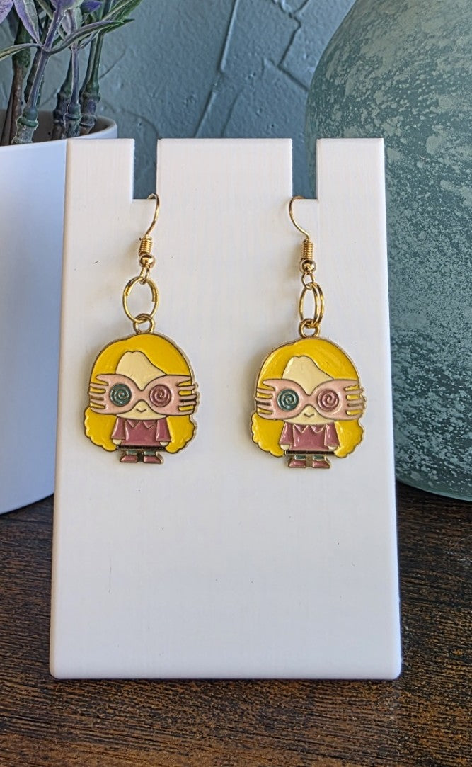 Harry Potter earrings featuring Luna Lovegood.