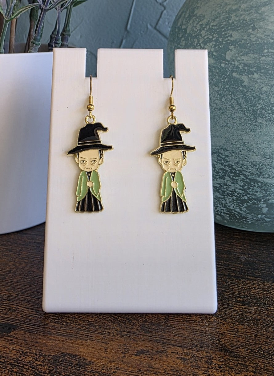 Harry Potter earrings featuring Manerva McGonnagall.