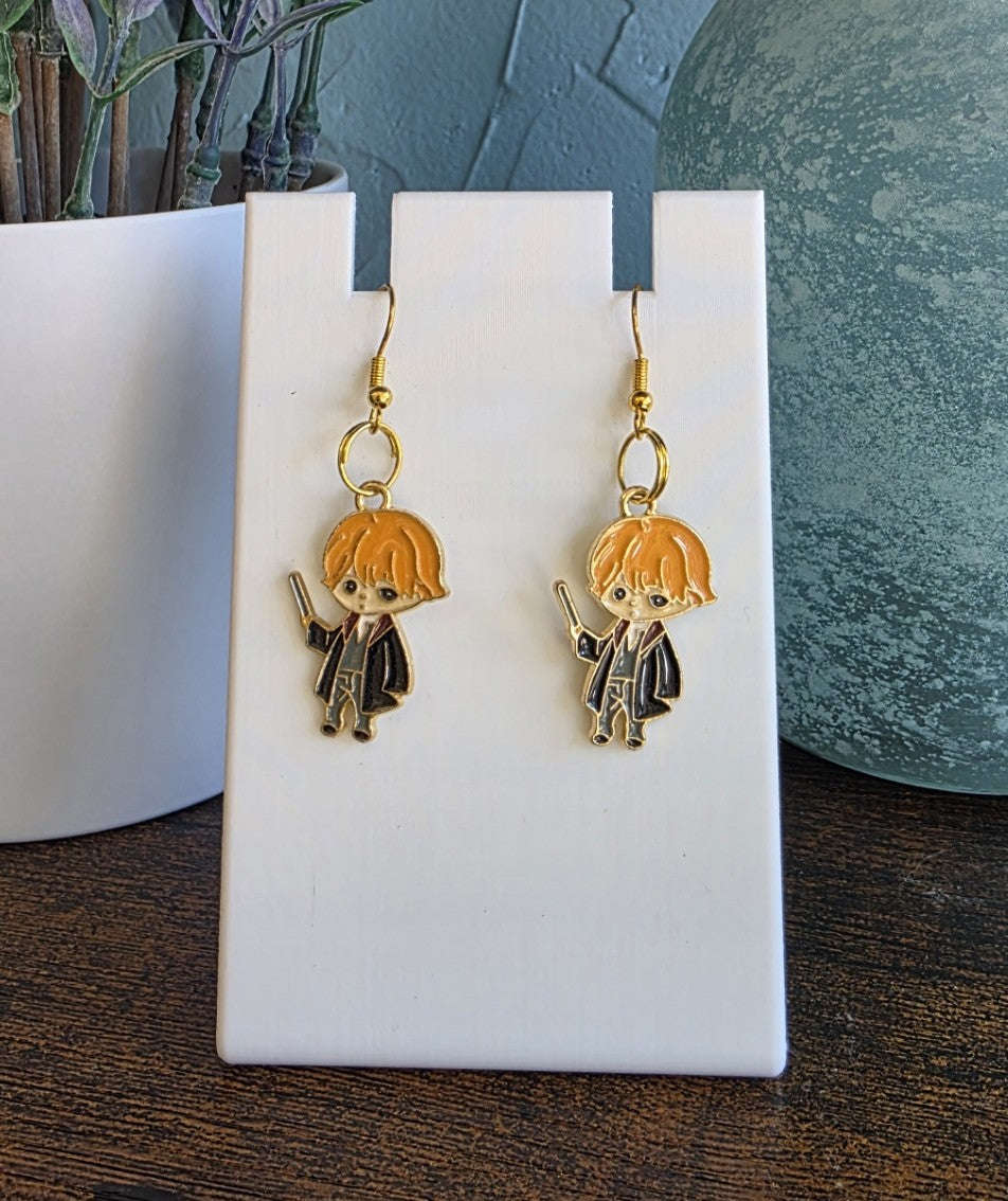 Harry Potter earrings featuring Ron Weasley. Ronald Weasley