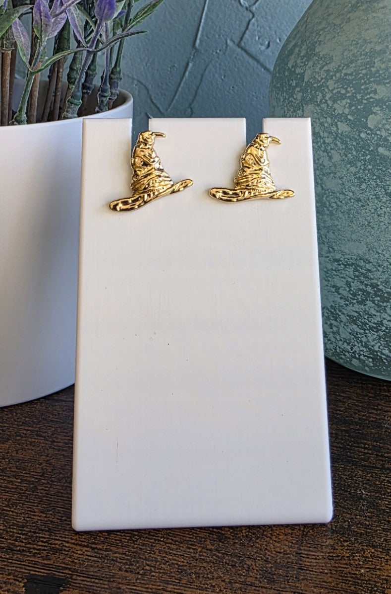 Harry Potter gold sorting hat earring studs
