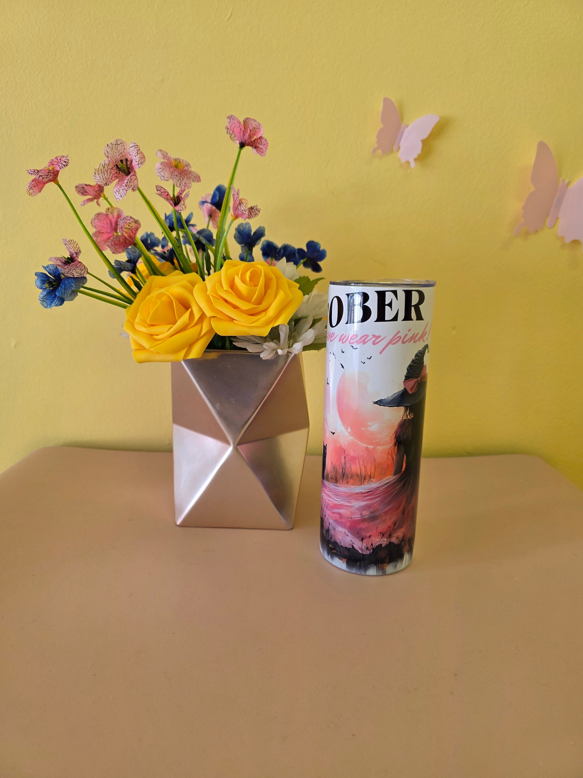 Mean Girls Pink October Breast Cancer Witch Tumbler
