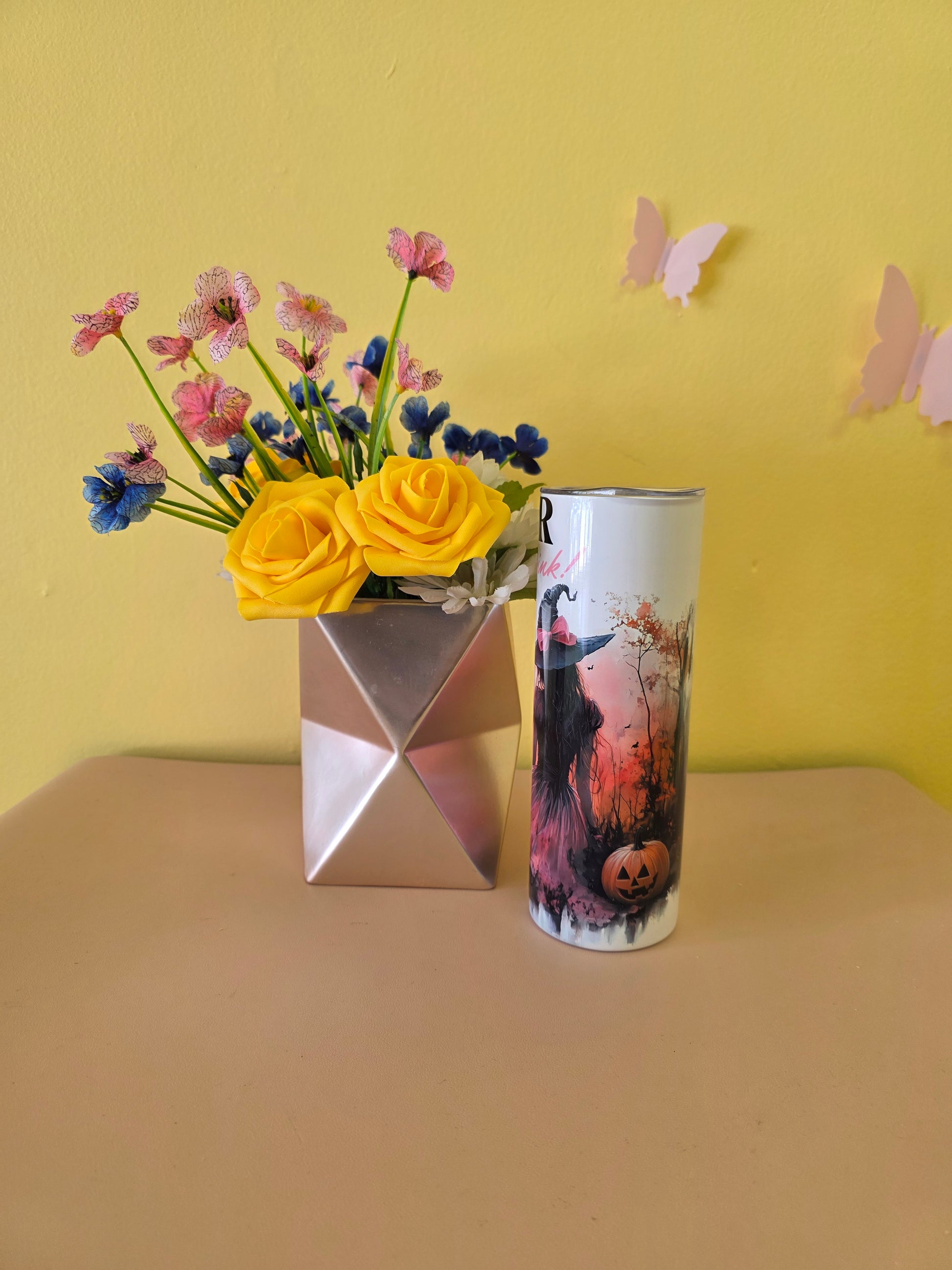 Mean Girls Pink October Breast Cancer Witch Tumbler