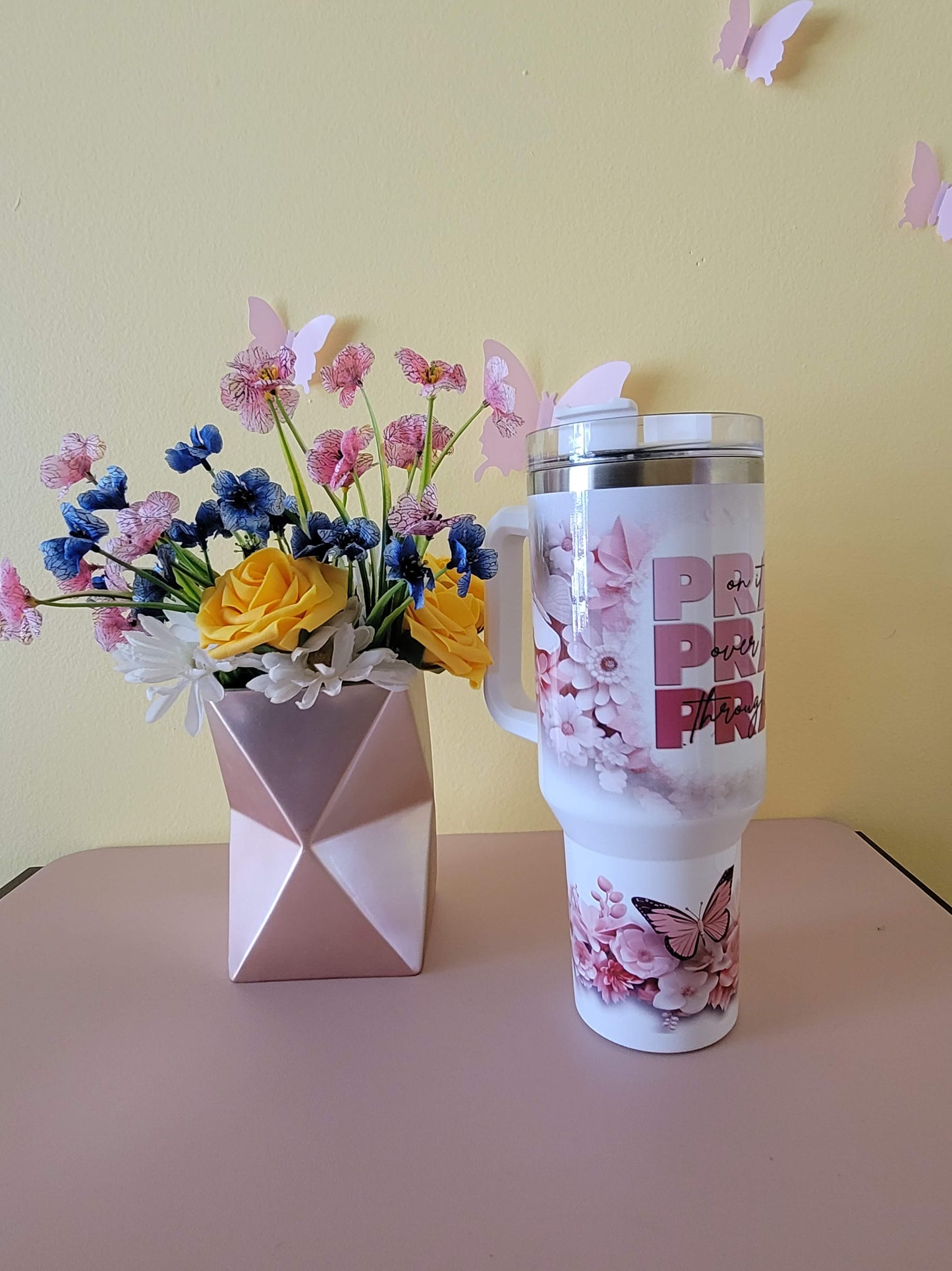 Pink Pray On It Tumbler
