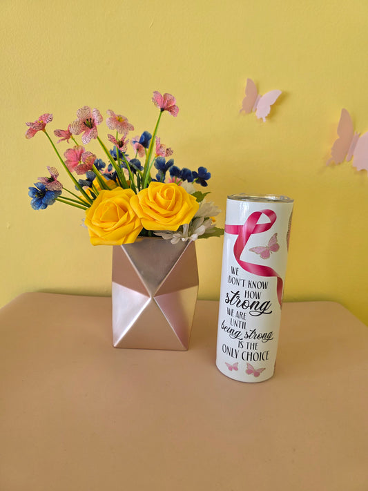 Positive Affirmation Be Strong Pink Marble Tumbler