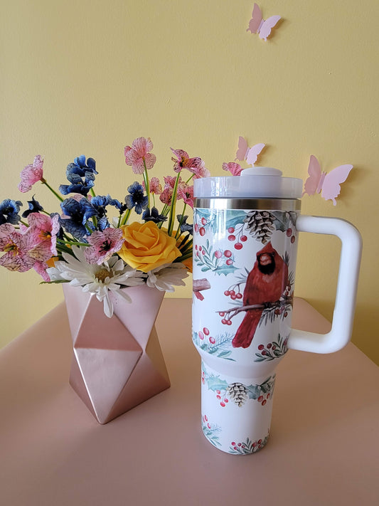 40oz Stainless Steel Red Cardinal Tumbler