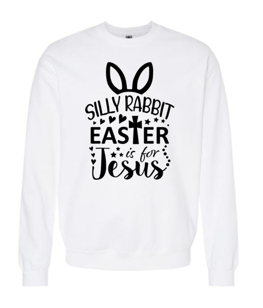 Women's Long Sleeve Sweatshirt - Relaxed Fit Crew Neck | Devotional Easter Silly Rabbit Easter is for Jesus