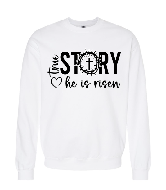 Women's Long Sleeve Sweatshirt - Relaxed Fit Crew Neck | Devotional Easter He Is Risen