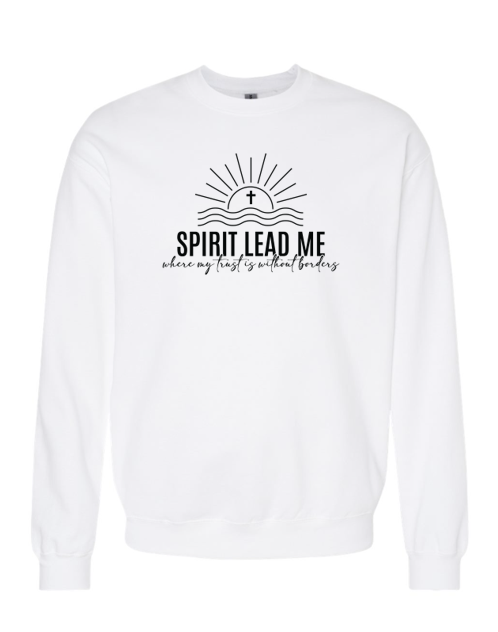 Women's Long Sleeve Sweatshirt - Relaxed Fit Crew Neck | Devotional Easter God Spirit Lead Me