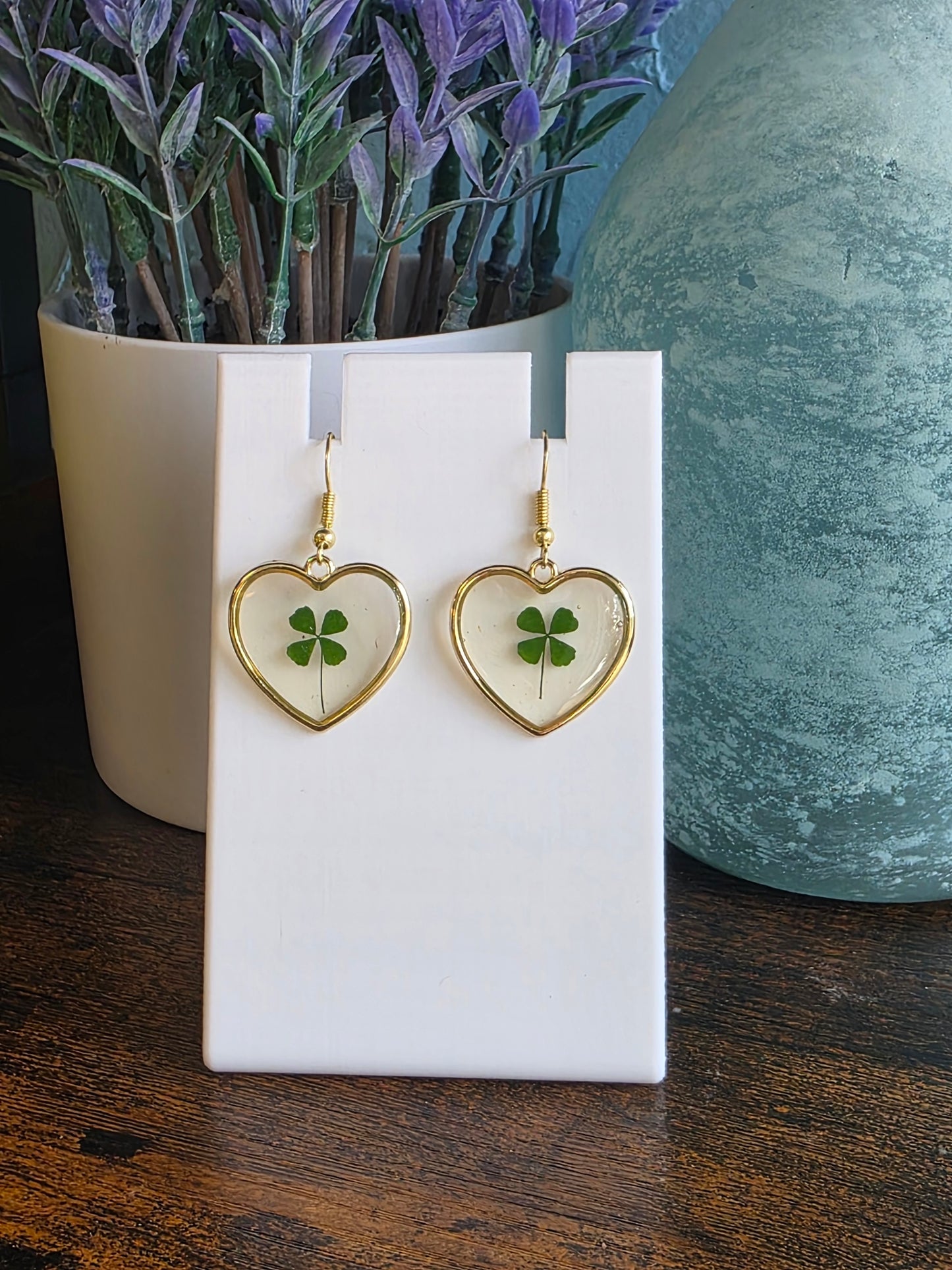 St. Patrick's Day Gold four-leaf clover earrings