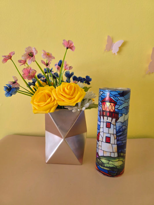 Stained Glass Lighthouse Tumbler Stainless Steel