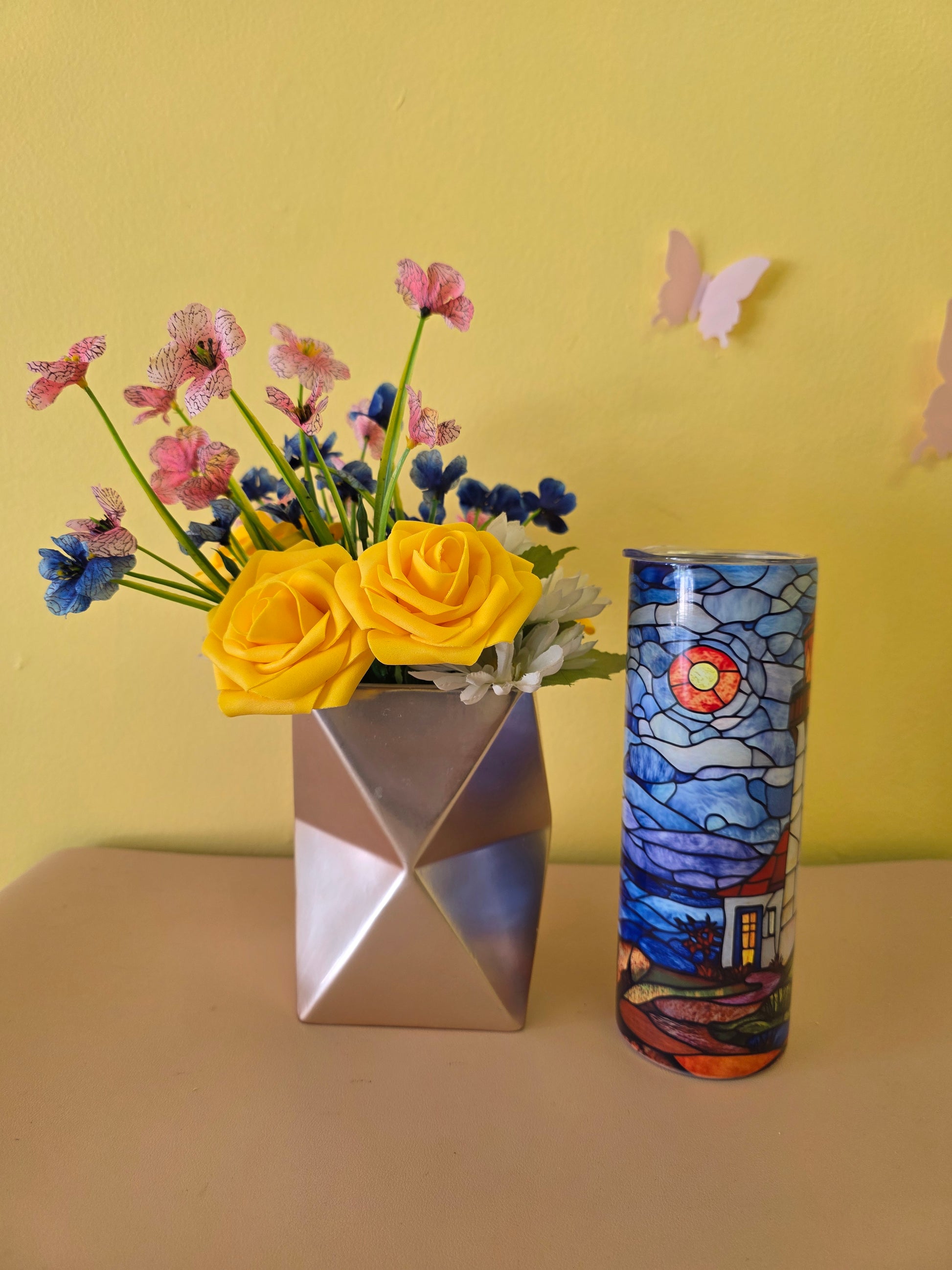 Stained Glass Lighthouse Tumbler Stainless Steel