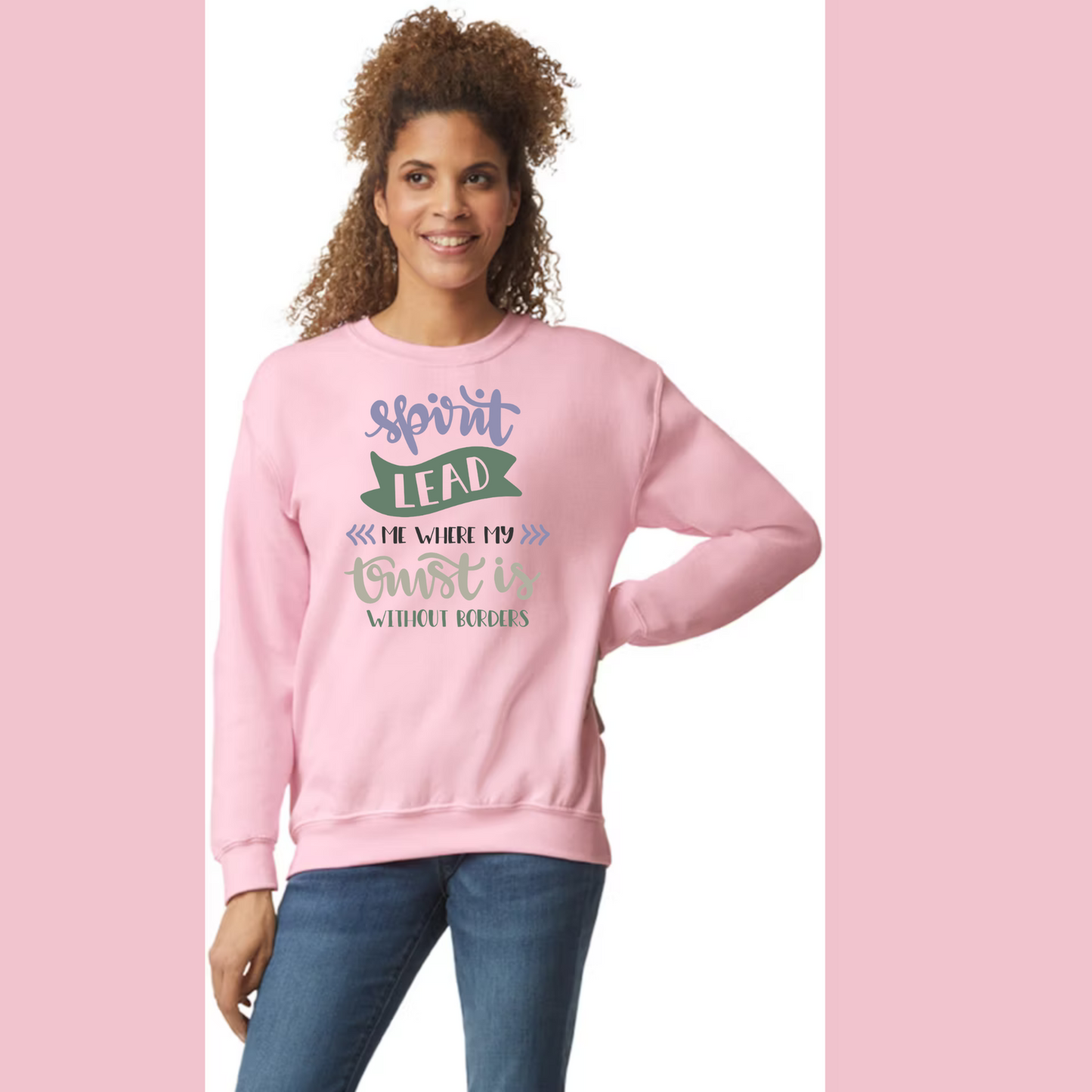 Women's Long Sleeve Sweatshirt - Relaxed Fit Crew Neck | Devotional Easter God Spirit Lead Me