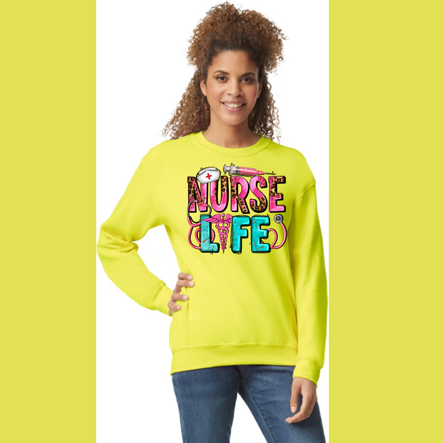 Women's Long Sleeve Sweatshirt - Relaxed Fit Crew Neck | Nursing Healthcare RN Nurse Life