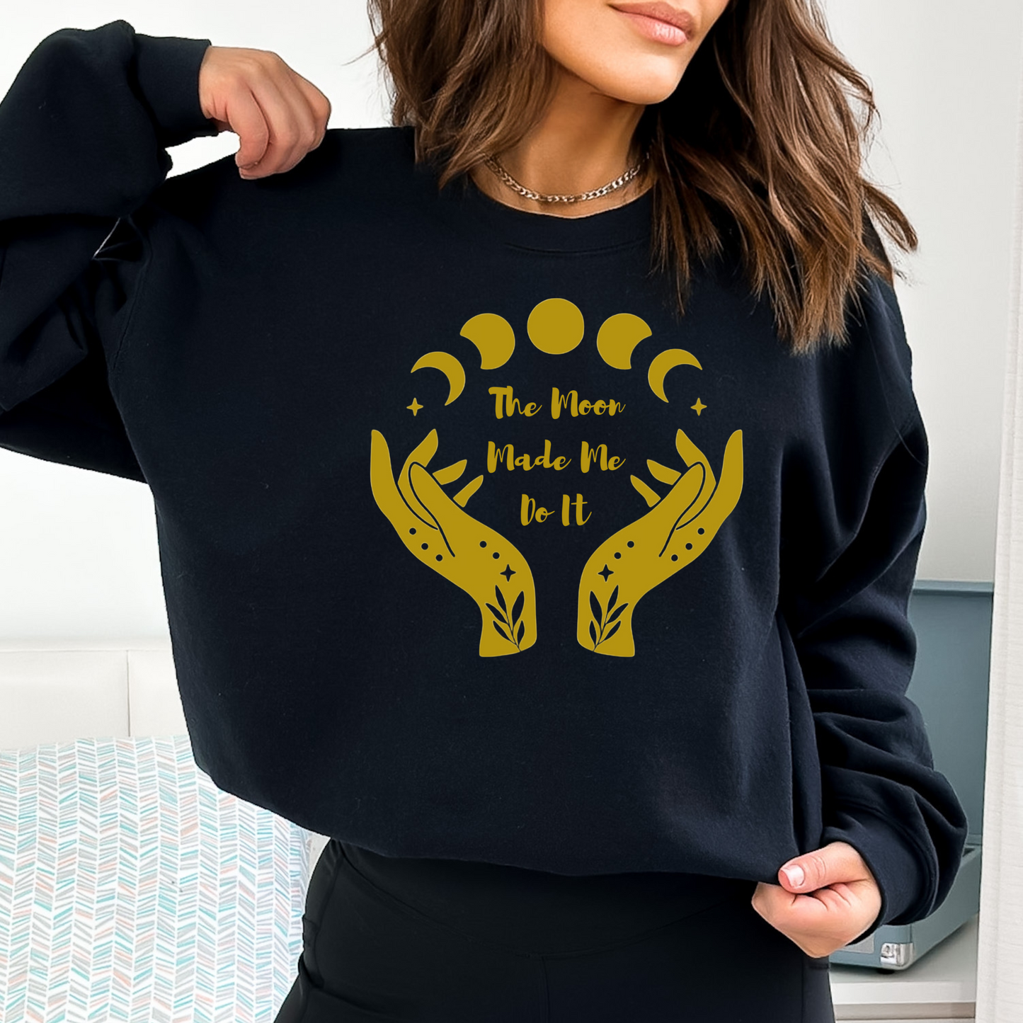 Women's Long Sleeve Sweatshirt - Relaxed Fit Crew Neck | The Moon Made Me Do It