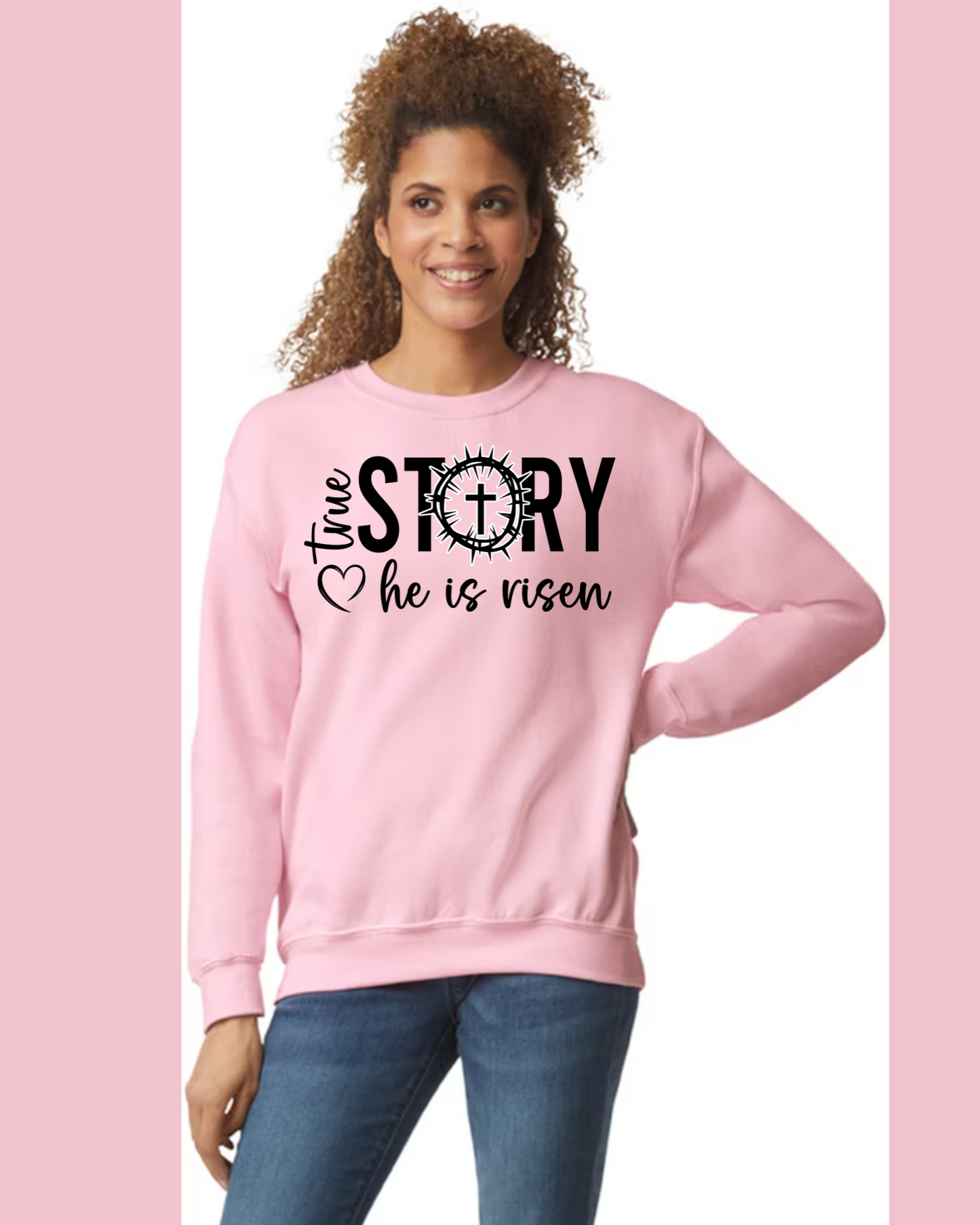 Women's Long Sleeve Sweatshirt - Relaxed Fit Crew Neck | Devotional Easter He Is Risen