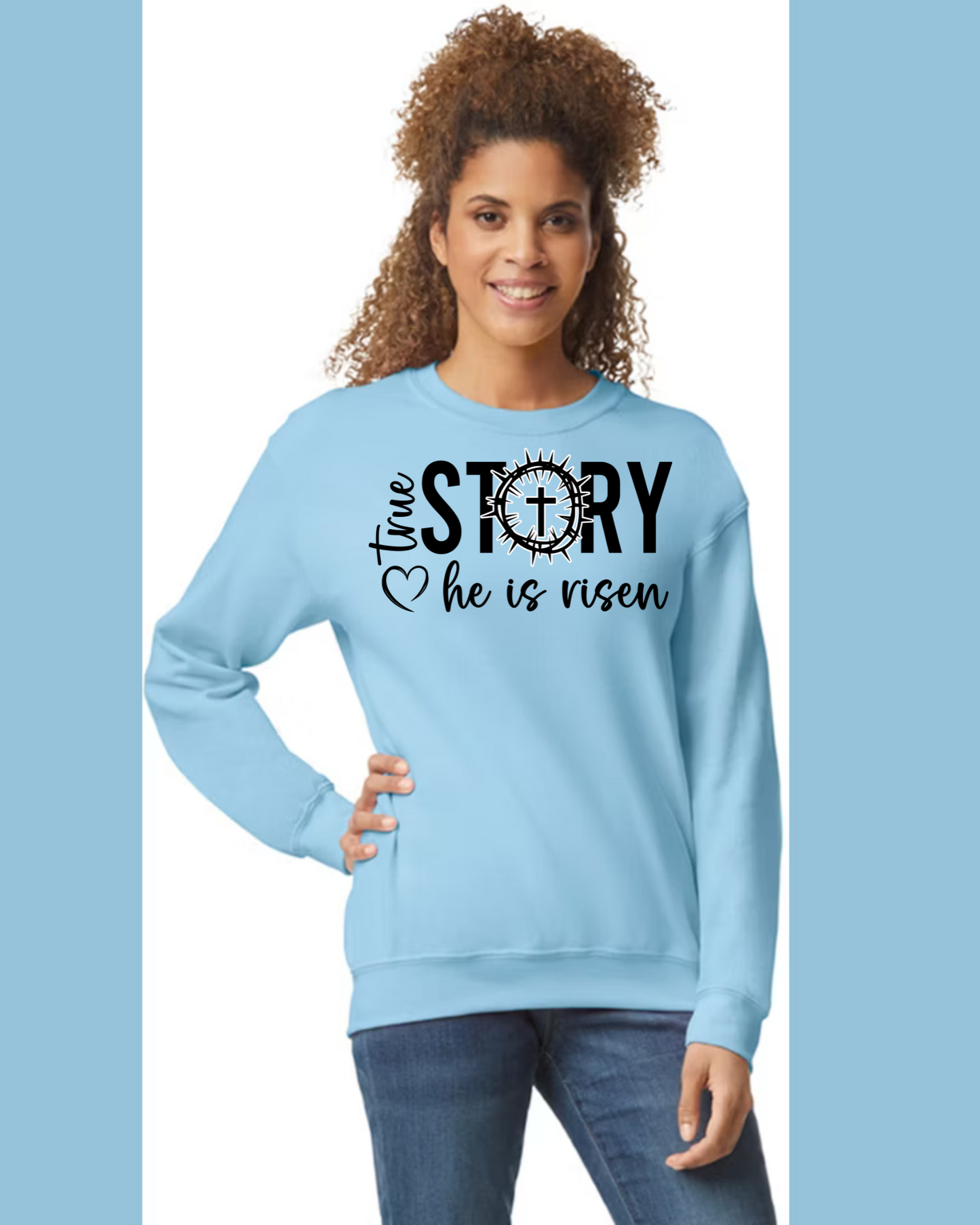 Women's Long Sleeve Sweatshirt - Relaxed Fit Crew Neck | Devotional Easter He Is Risen