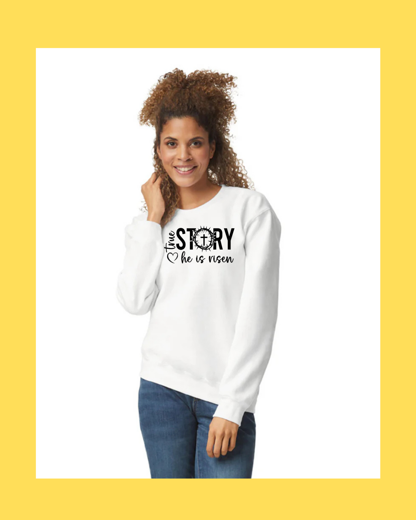 Women's Long Sleeve Sweatshirt - Relaxed Fit Crew Neck | Devotional Easter He Is Risen