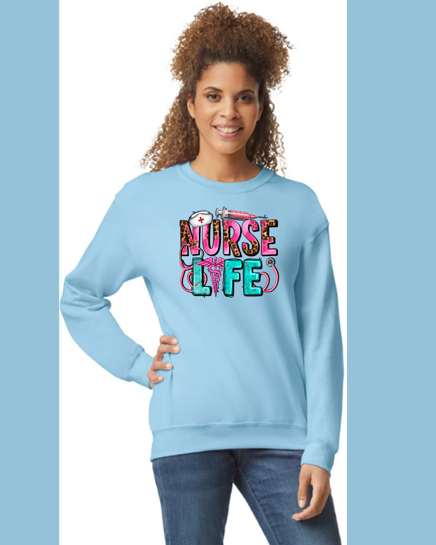 Women's Long Sleeve Sweatshirt - Relaxed Fit Crew Neck | Nursing Healthcare RN Nurse Life