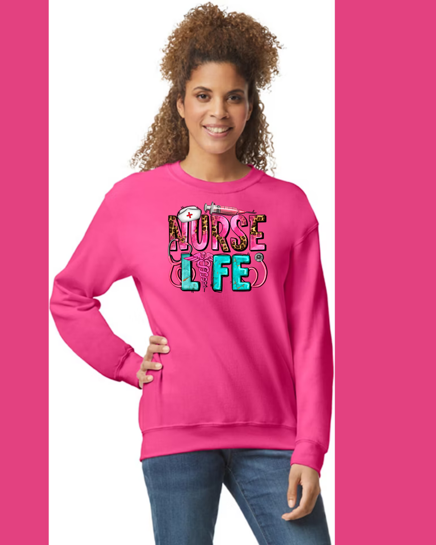 Women's Long Sleeve Sweatshirt - Relaxed Fit Crew Neck | Nursing Healthcare RN Nurse Life