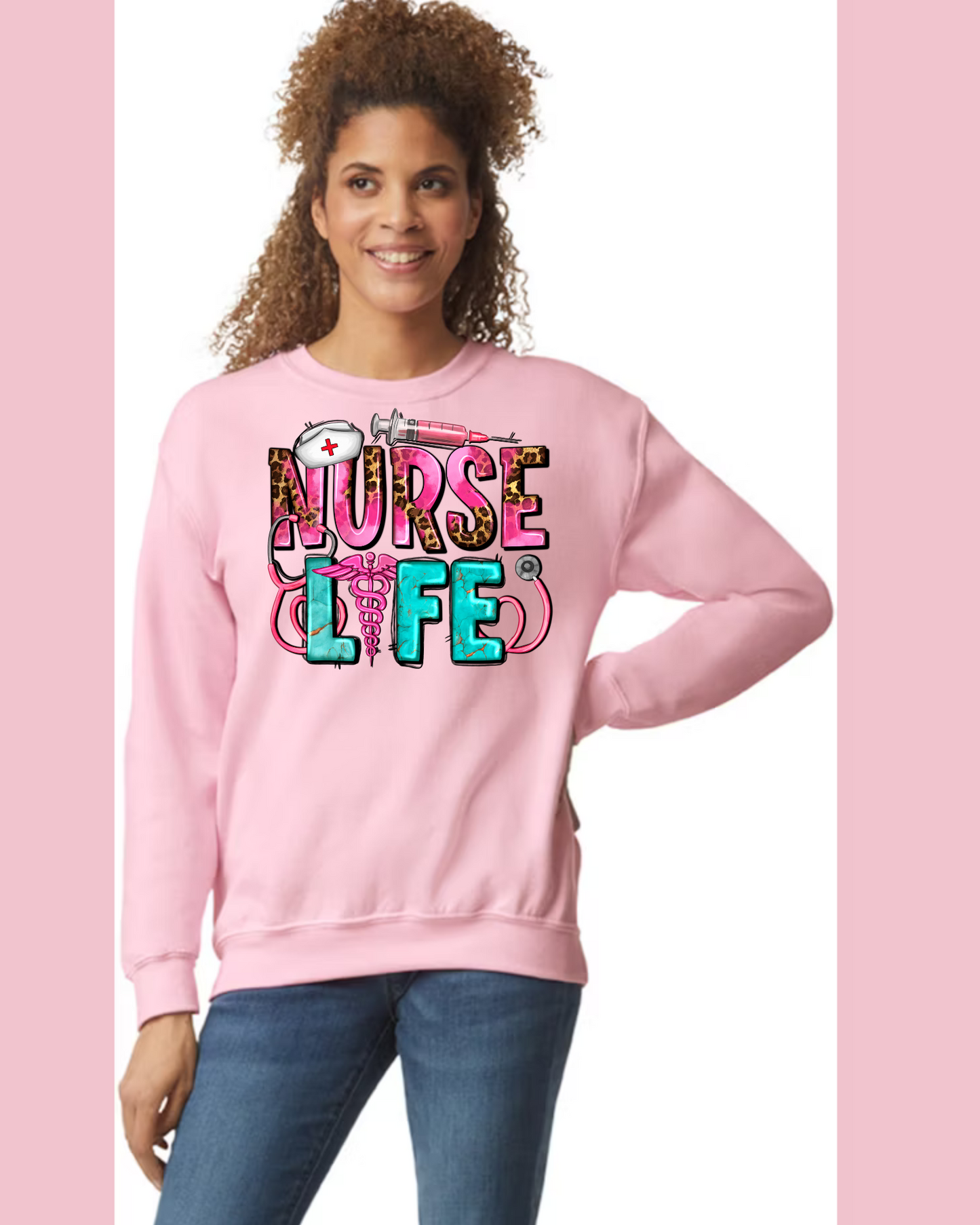 Women's Long Sleeve Sweatshirt - Relaxed Fit Crew Neck | Nursing Healthcare RN Nurse Life