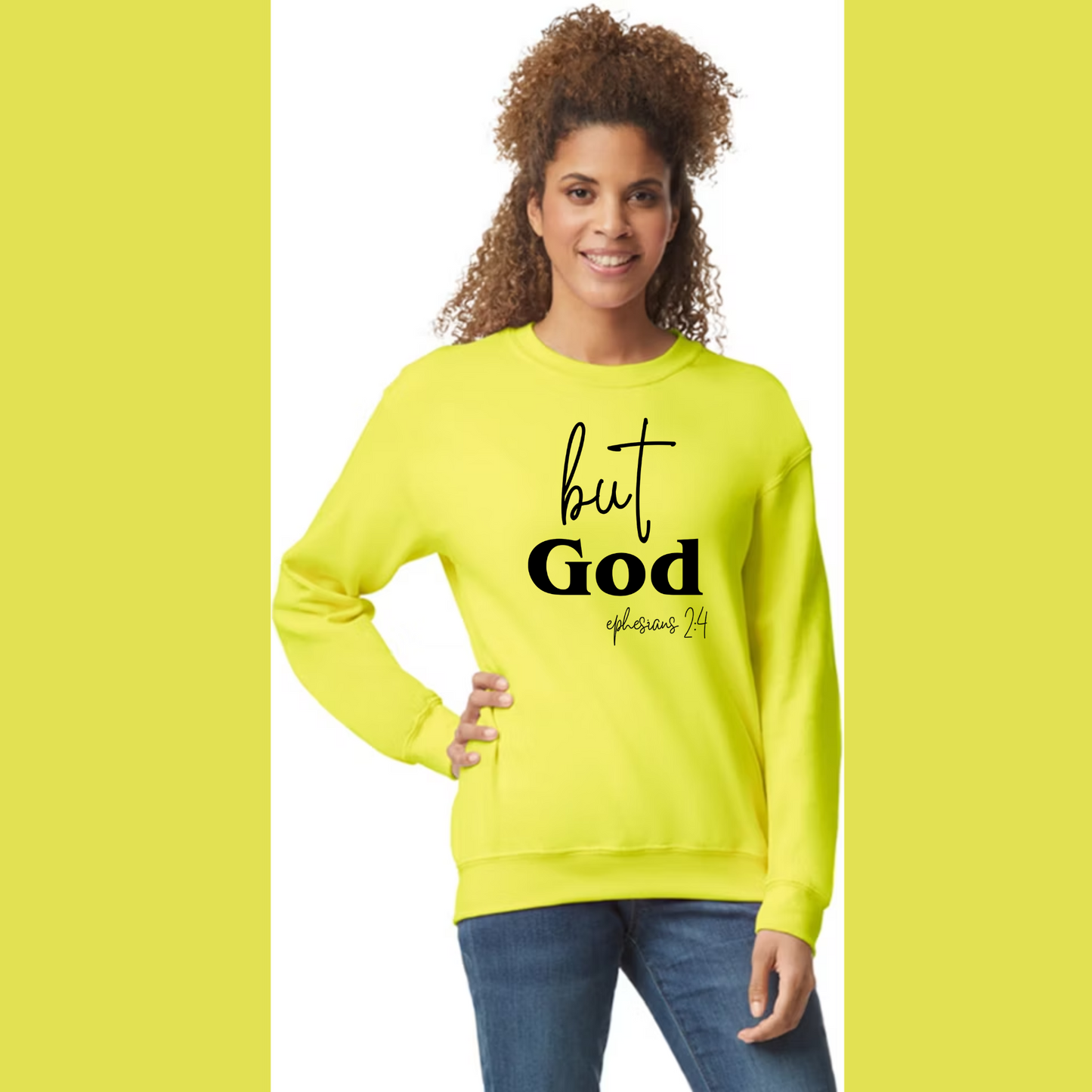 Women's Long Sleeve Sweatshirt - Relaxed Fit Crew Neck | Devotional Easter Christian But God