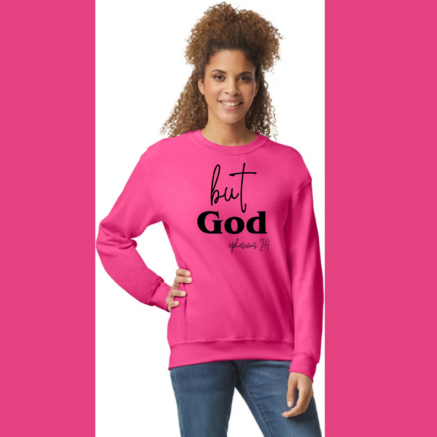 Women's Long Sleeve Sweatshirt - Relaxed Fit Crew Neck | Devotional Easter Christian But God