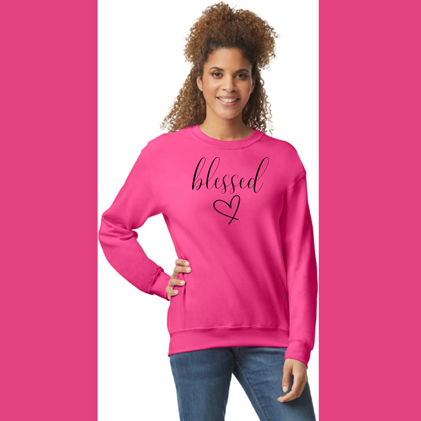 Women's Long Sleeve Sweatshirt - Relaxed Fit Crew Neck | Devotional Easter God Christian Blessed