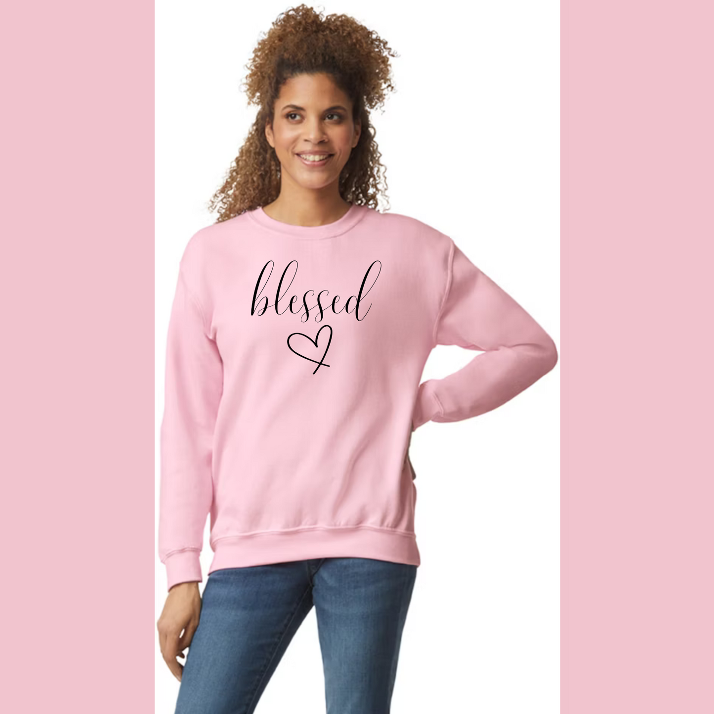 Women's Long Sleeve Sweatshirt - Relaxed Fit Crew Neck | Devotional Easter God Christian Blessed