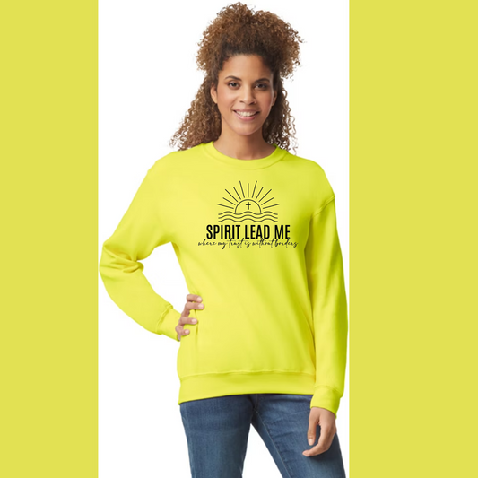 Women's Long Sleeve Sweatshirt - Relaxed Fit Crew Neck | Devotional Easter God Spirit Lead Me