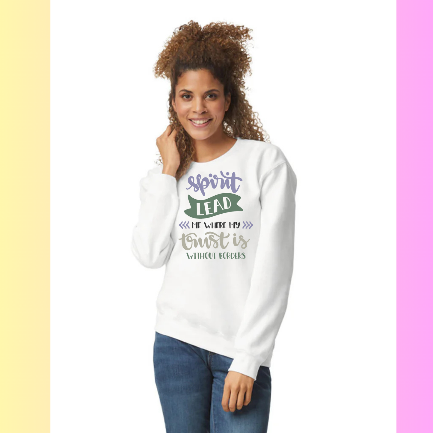 Women's Long Sleeve Sweatshirt - Relaxed Fit Crew Neck | Devotional Easter God Spirit Lead Me