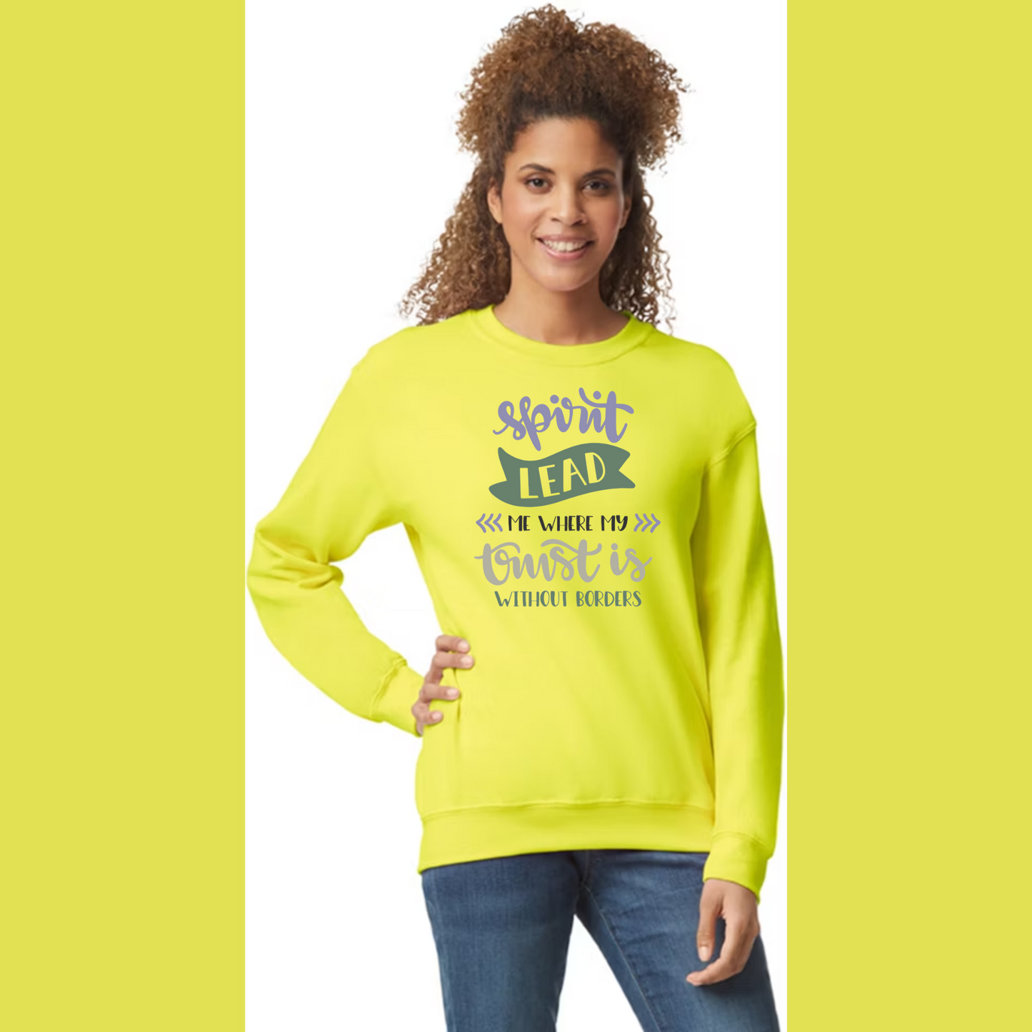 Women's Long Sleeve Sweatshirt - Relaxed Fit Crew Neck | Devotional Easter God Spirit Lead Me