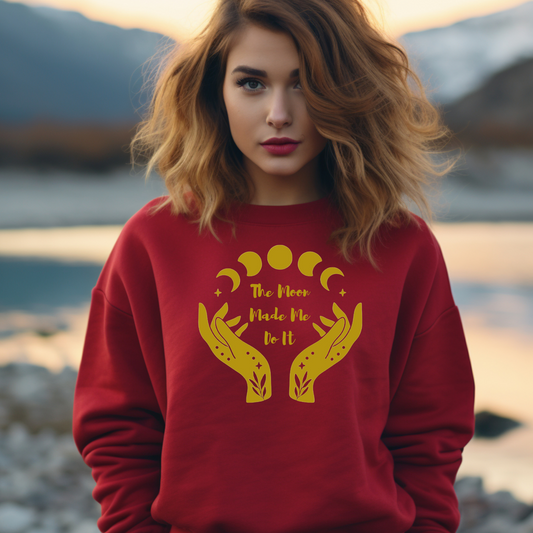 Women's Long Sleeve Sweatshirt - Relaxed Fit Crew Neck | The Moon Made Me Do It