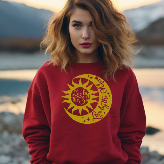 Women's Long Sleeve Sweatshirt - Relaxed Fit Crew Neck | Live By The Sun Love By The Moon