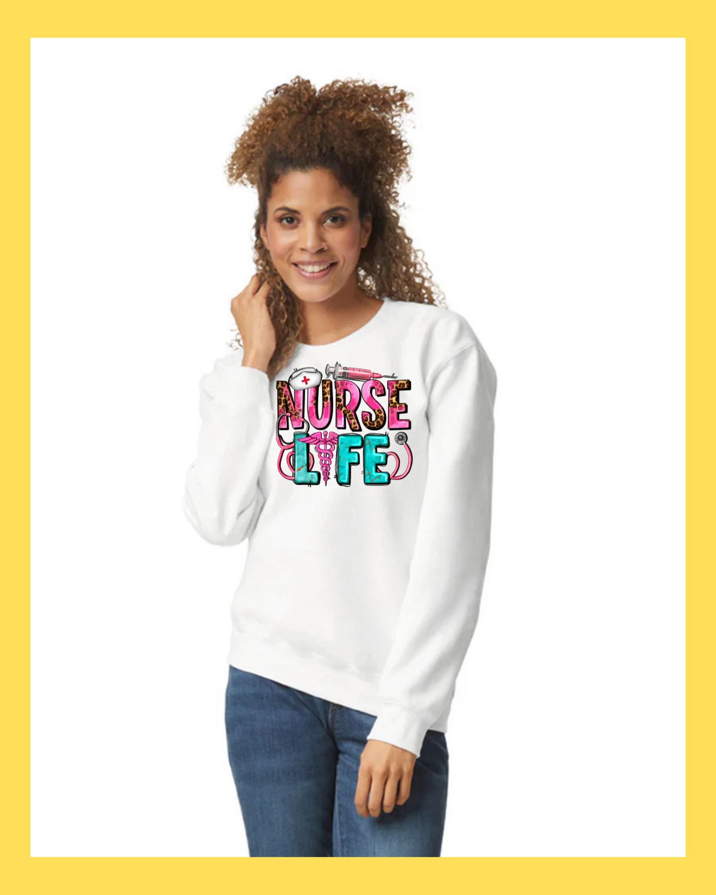 Women's Long Sleeve Sweatshirt - Relaxed Fit Crew Neck | Nursing Healthcare RN Nurse Life