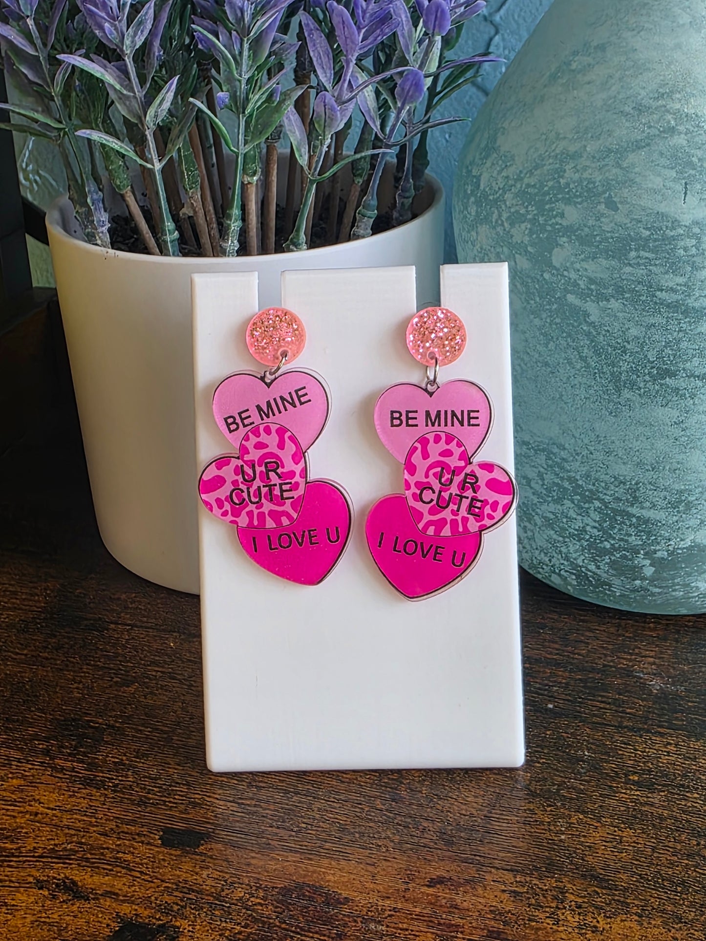 Valentine's Day Sweetheart Message dangle earrings