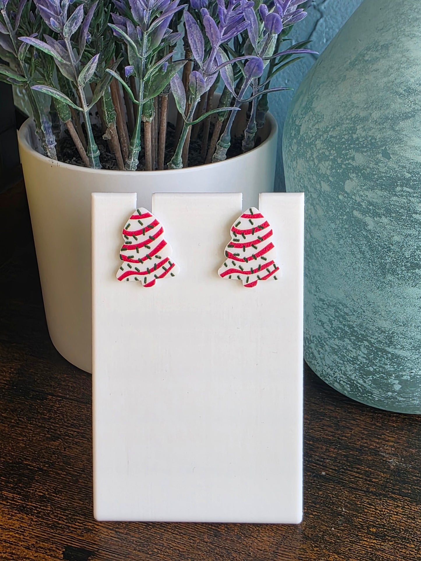 Christmas tree cake stud earrings