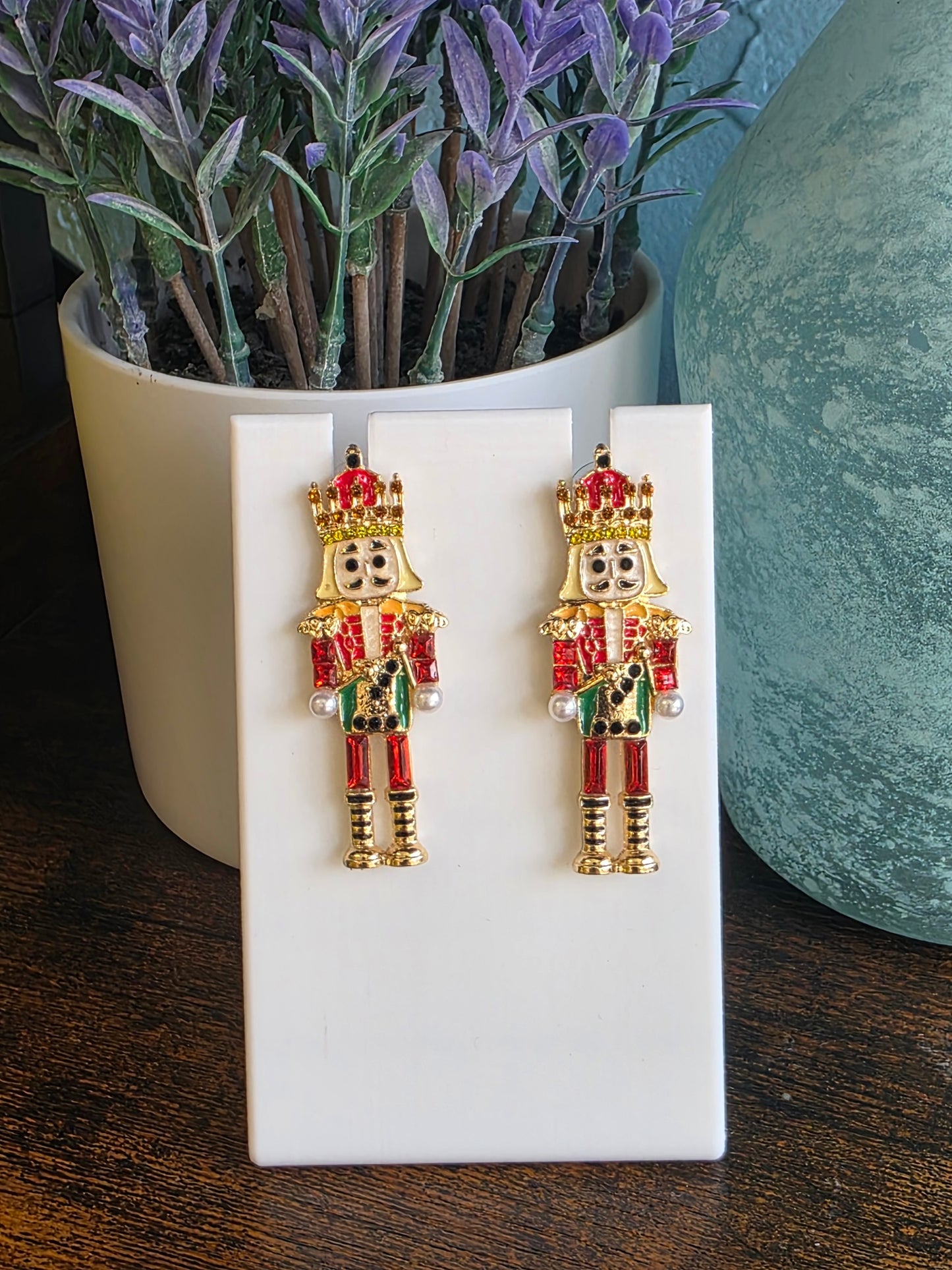 Red Christmas Nutcracker Stud back earrings
