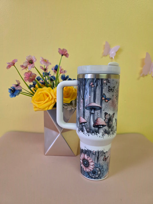 Enchanted Forest Fairy Mushroom Tumbler