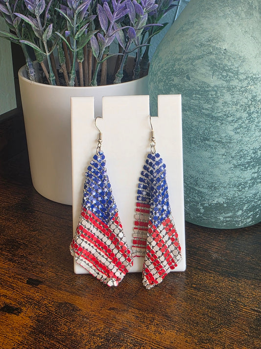 Pair of American flag dangle earrings Independence Day
