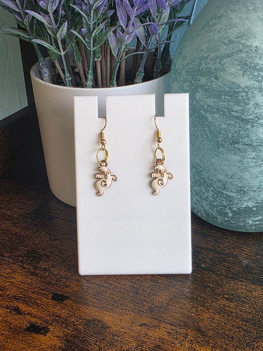 Halloween earrings showing ghost with gold details