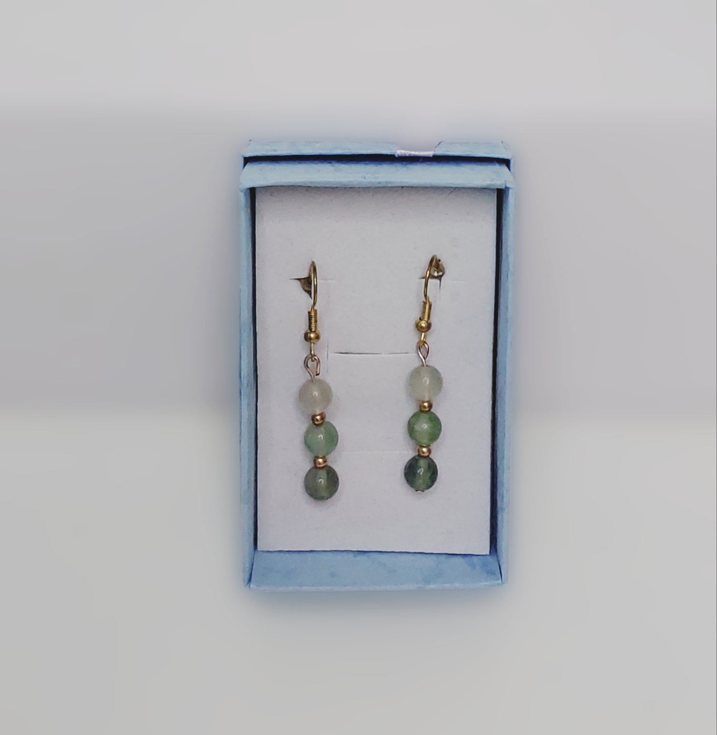 Handmade Beaded Green and Pearl Earrings