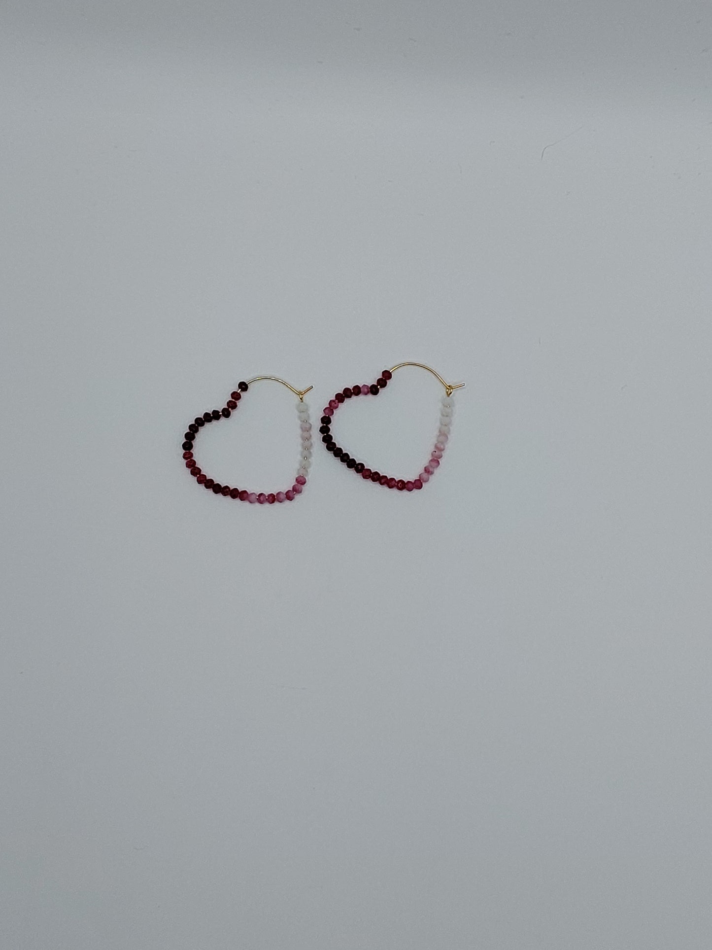 Handmade Beaded Heart Hoops