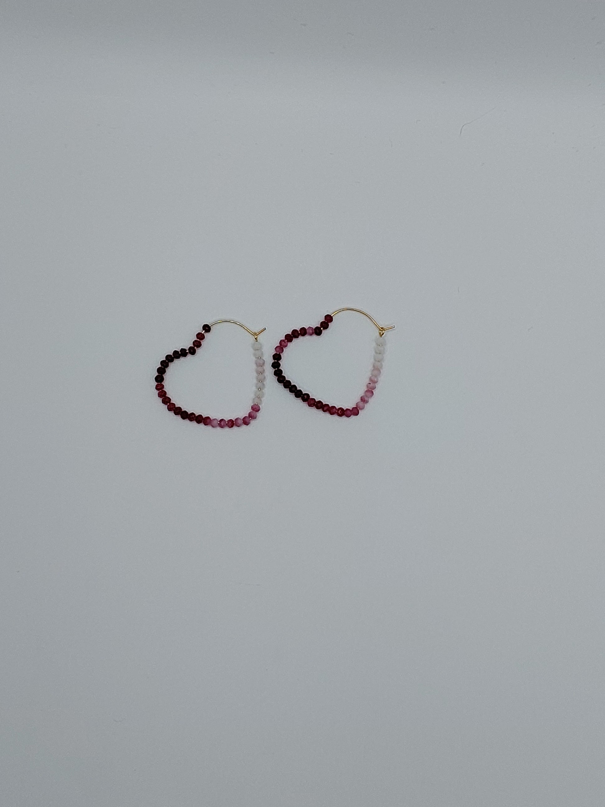 Handmade Beaded Heart Hoops